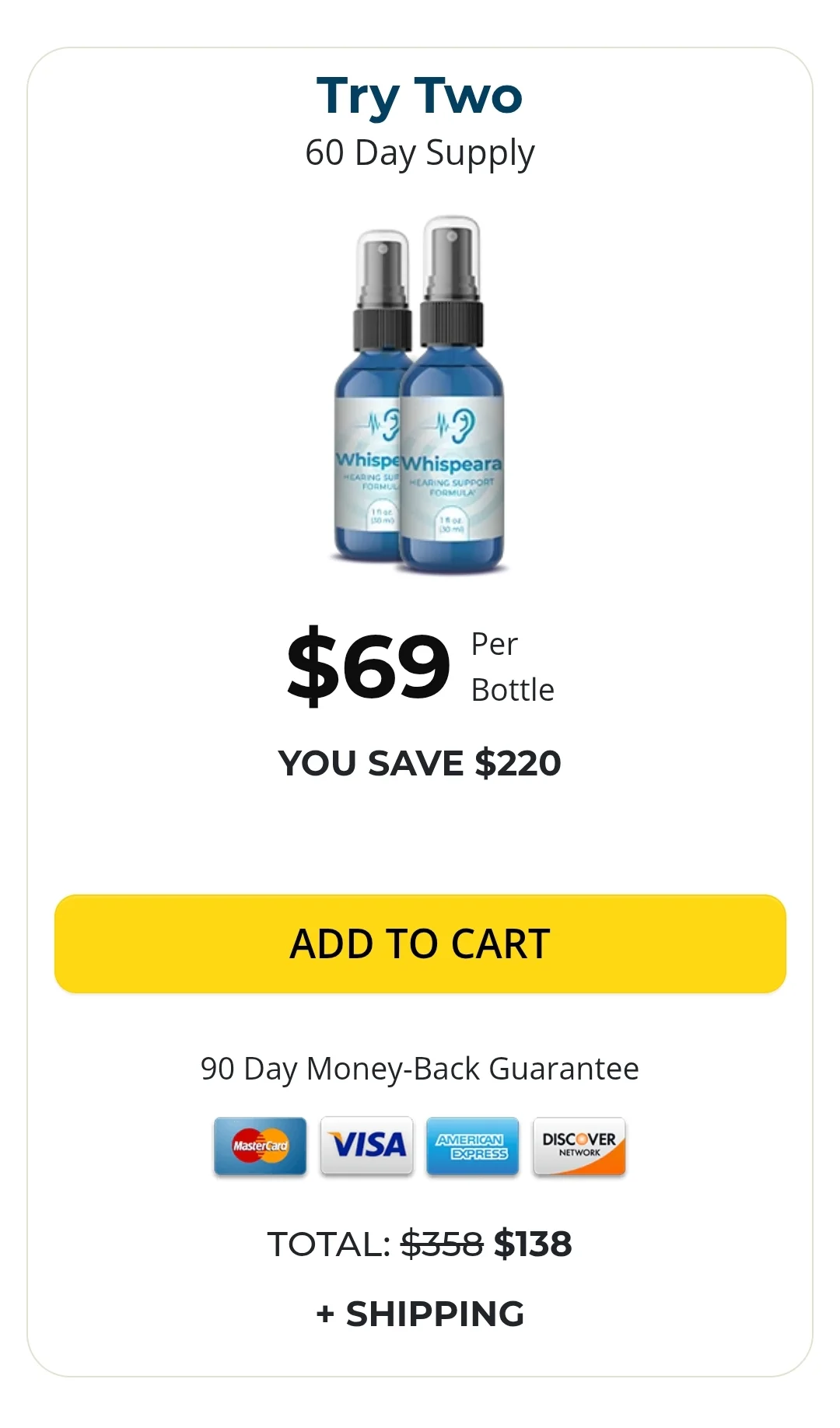 Whispeara™ 2 bottles pricing